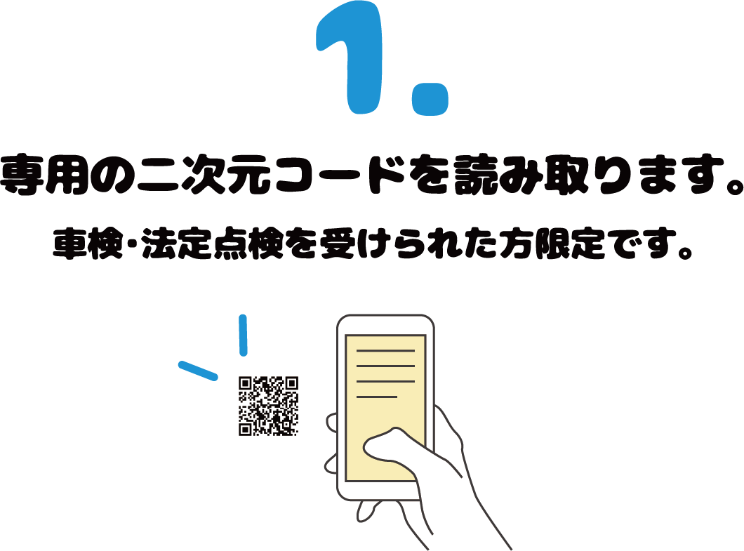 専用の2次元コードを読み取みとります